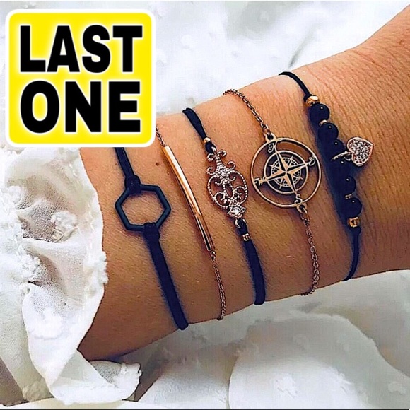 Jewelry - ⚜️[𝟯/$𝟮𝟴]⚜️5 Layered Black Boho Bracelet NEW